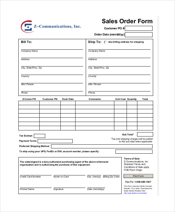 FREE 9 Sample Printable Order Forms In MS Word PDF