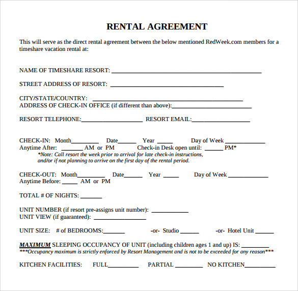 Free Printable Basic Rental Agreement Template Business
