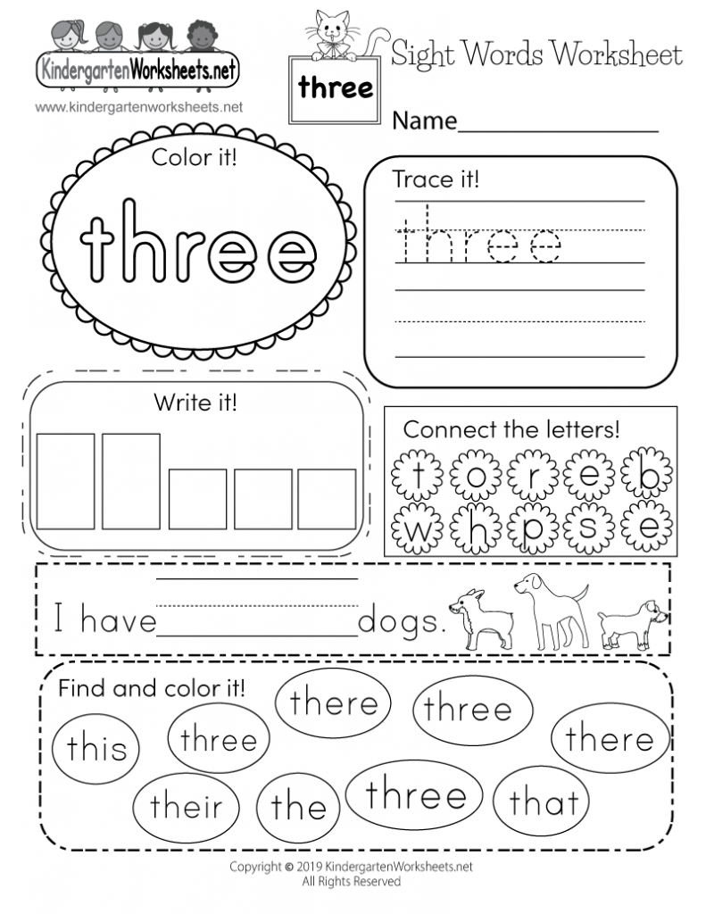 Free Printable Basic Sight Words Worksheet For Kindergarten