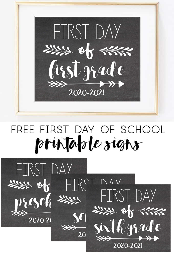 Free Printable First Day Of School Signs 2020 2021
