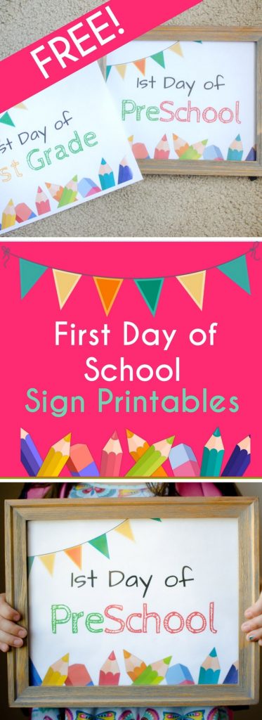 FREE Printable First Day Of School Signs For Back To School