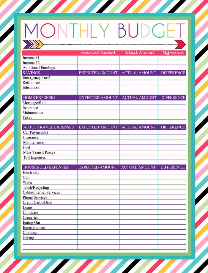 Free Printable Monthly Budget Worksheet Monthly Budget 