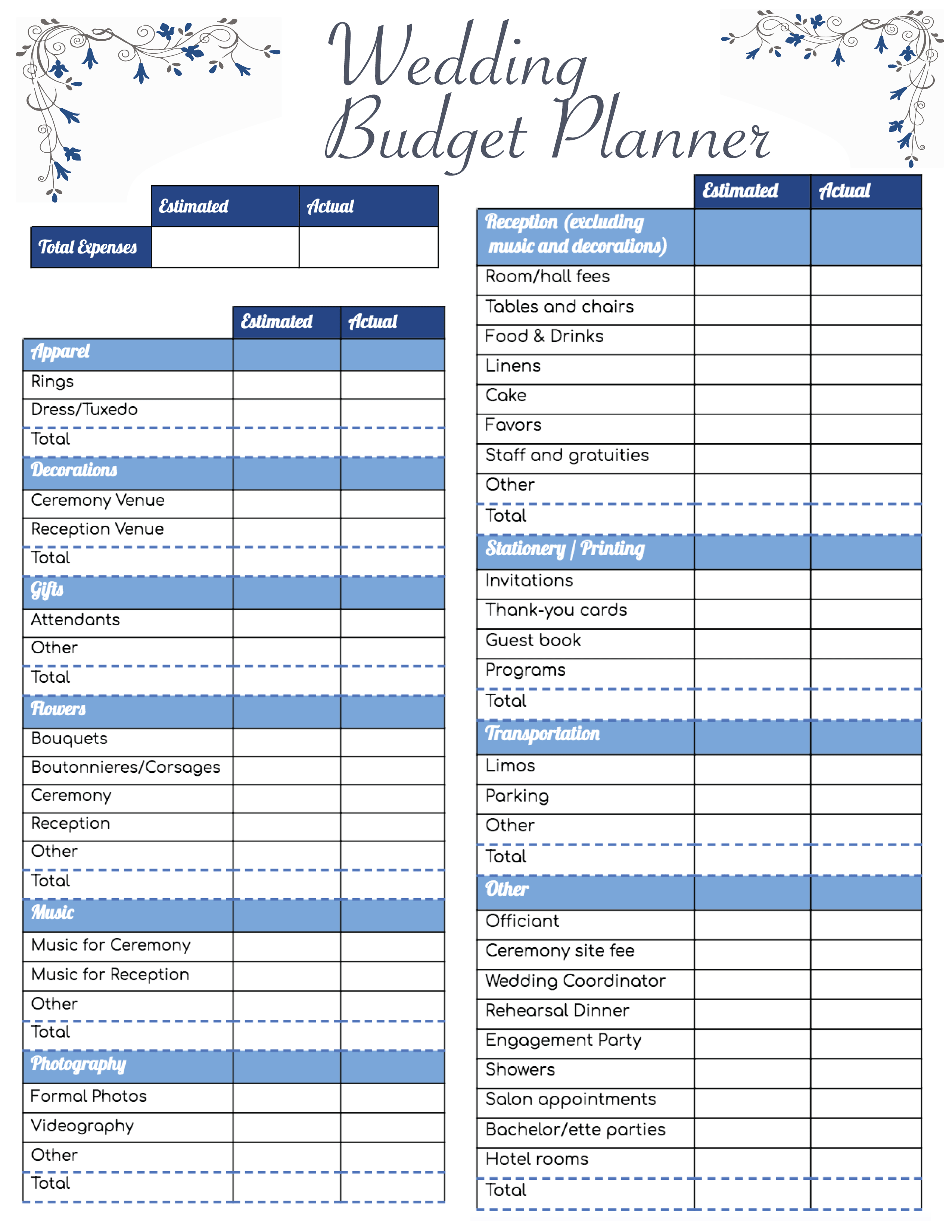 Free Printable Wedding Budget Planner And Worksheet 