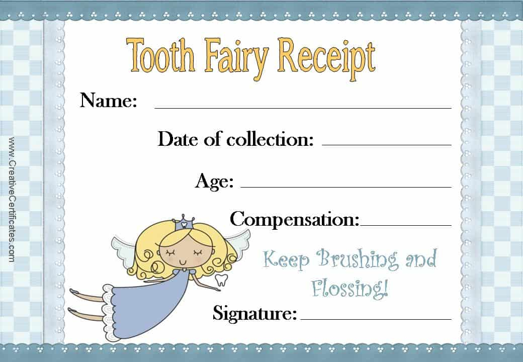 Free Tooth Fairy Certificate Customize Online Instant 