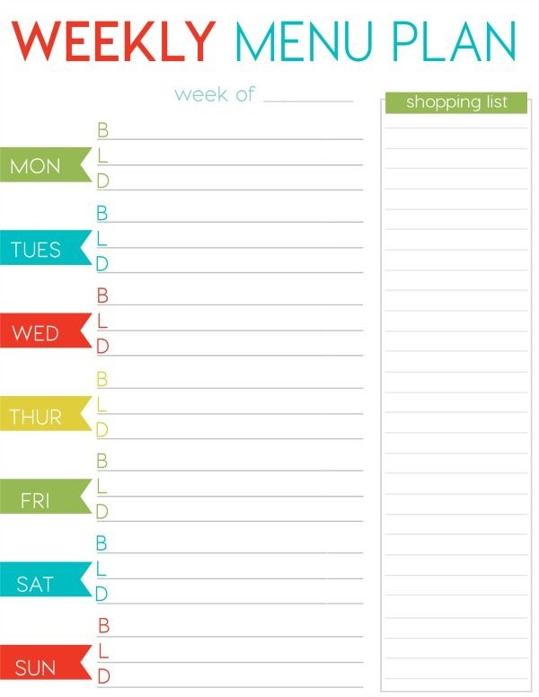 FREE Weekly Menu Planner Printable Weekly Menu Planners 