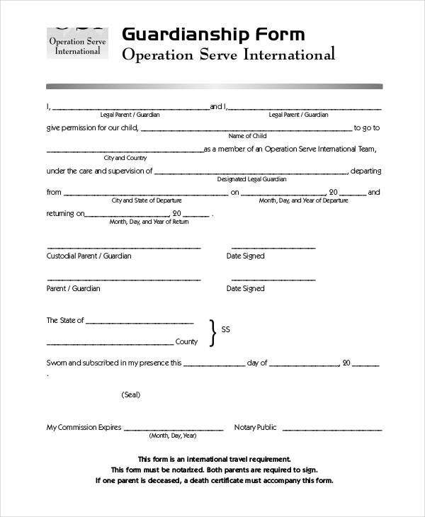 Guardianship Forms 9 Free PDF Word Free Premium 