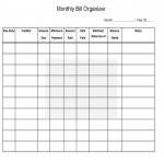 Monthly Bill Organizer Chart Free Download