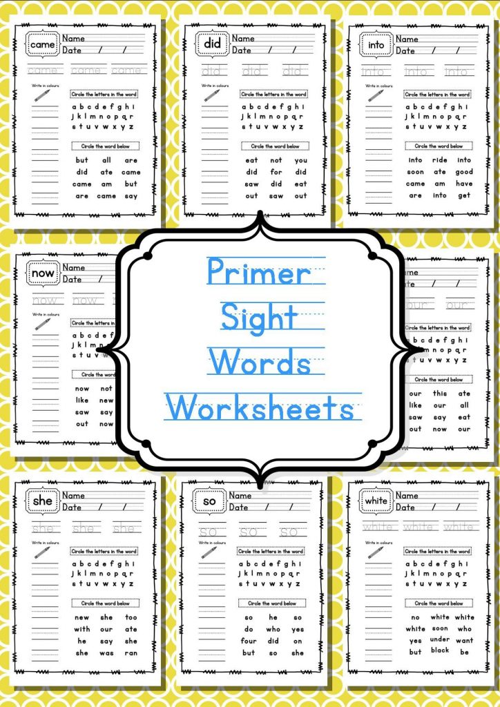 Primer Sight Word Worksheets Sight Word Worksheets Pre