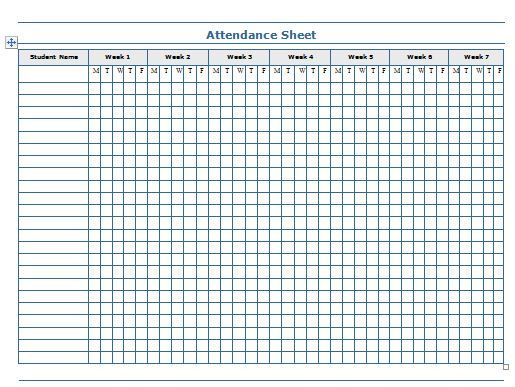 Printable Attendance Sheet Excel Attendance Sheet