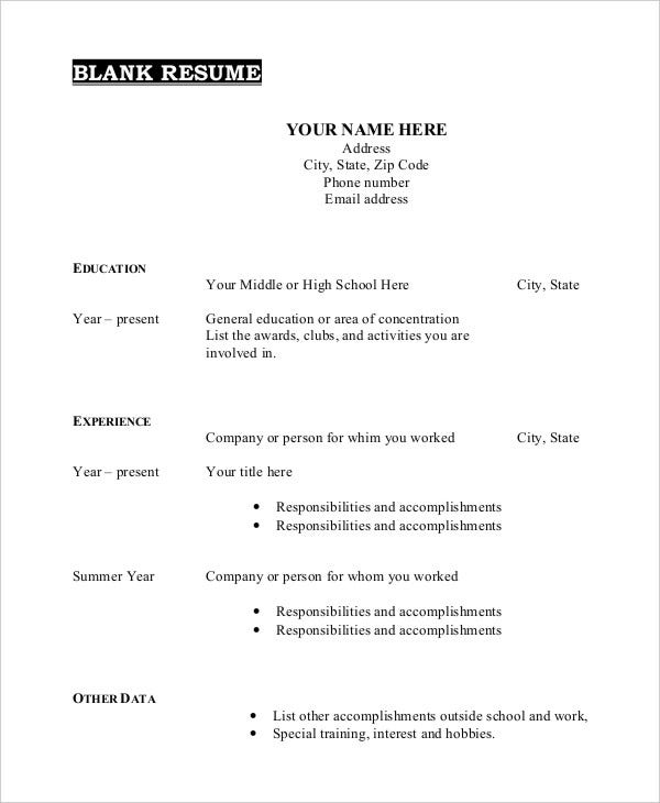 Printable Resume Template 35 Free Word PDF Documents 