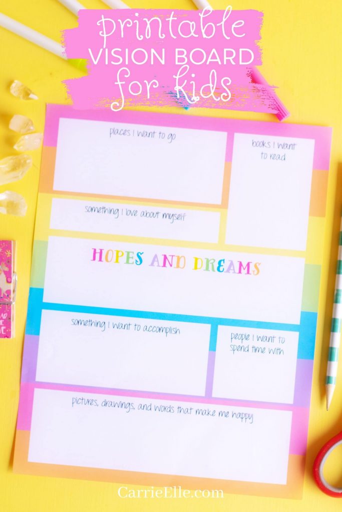 Printable Vision Board Template For Kids Visionboards