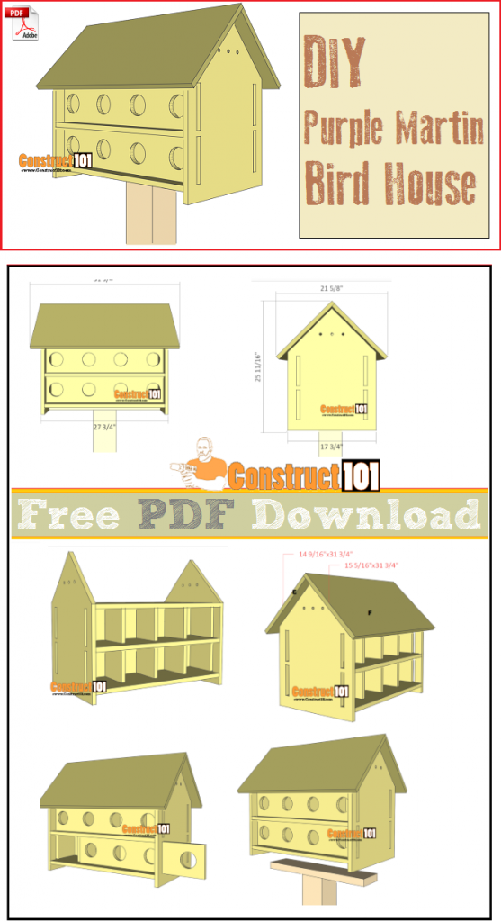Purple Martin Bird House Plans 16 Units PDF Download 