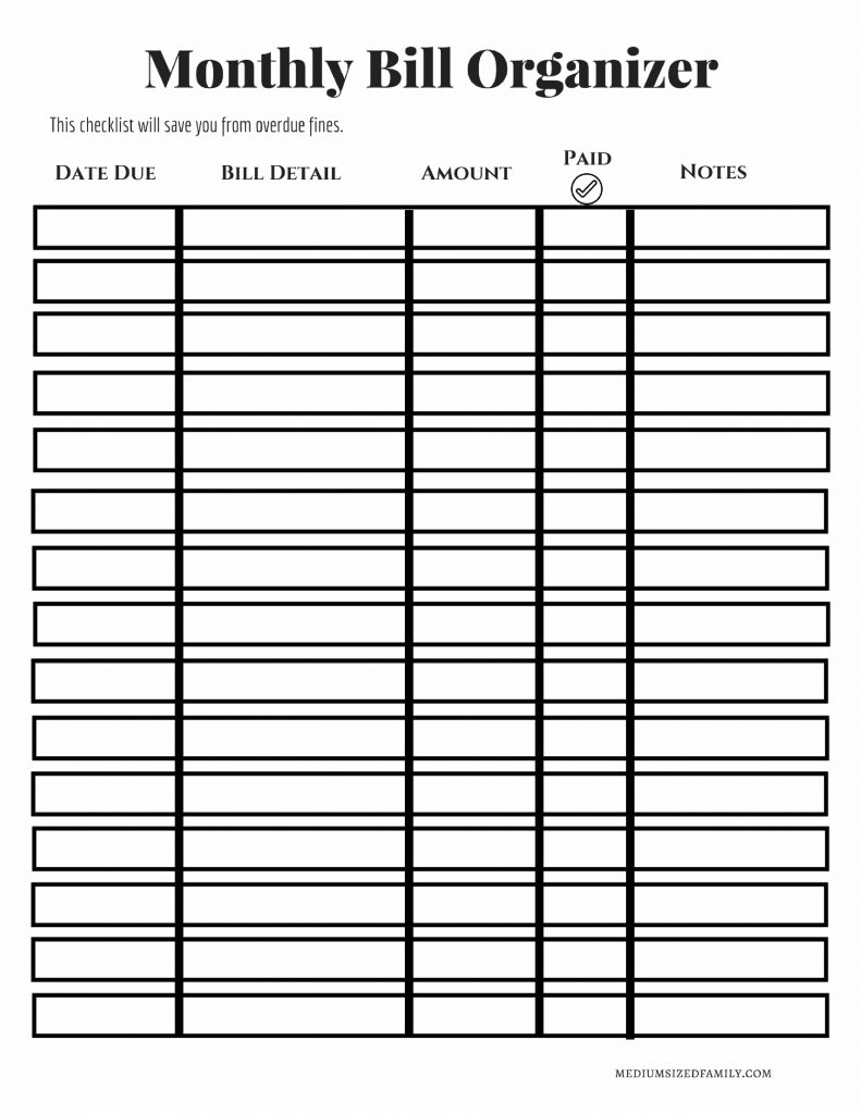 The Free Monthly Bill Organizer That Will Line Up Your Cash