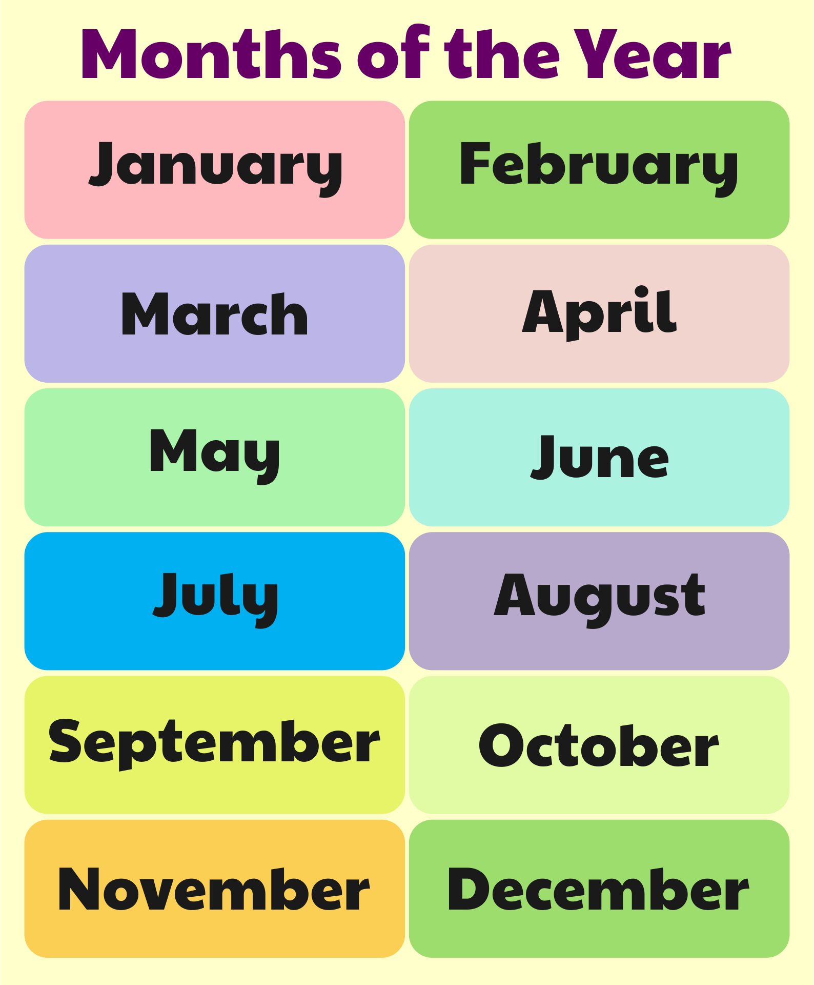 10 Best Free Printable Months Of The Year Chart 