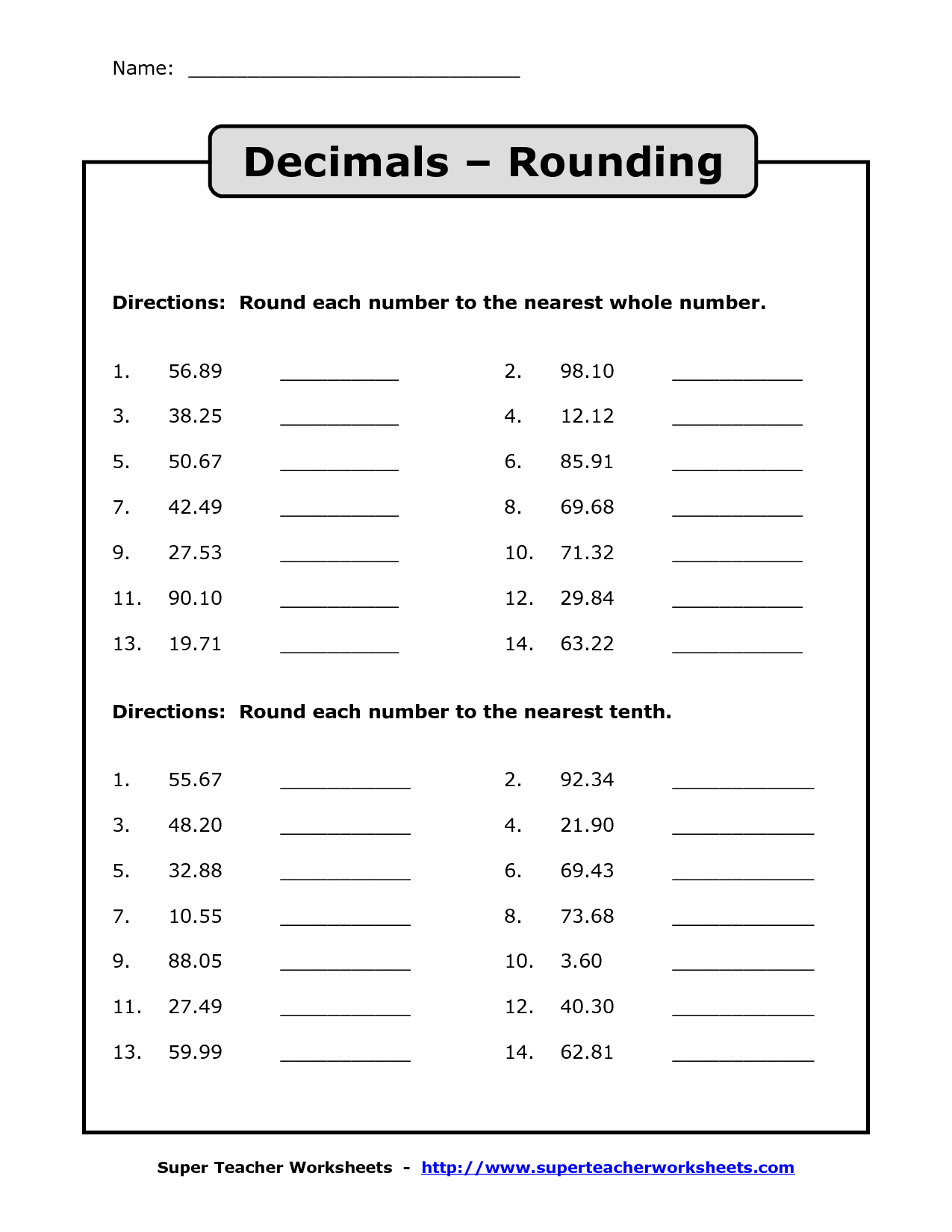 10 Best Images Of Rounding Decimals Number Line Worksheet 