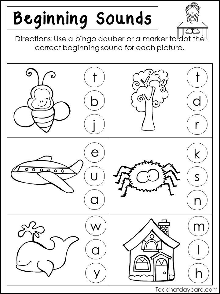 10 Printable Beginning Sounds Worksheets Preschool 1st 