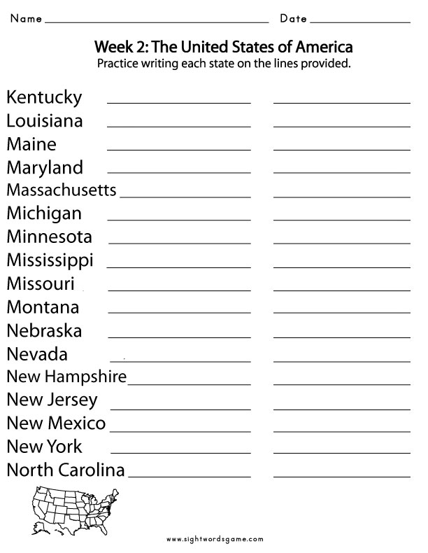 11 Best Images Of 50 States And Capitals List Worksheet 