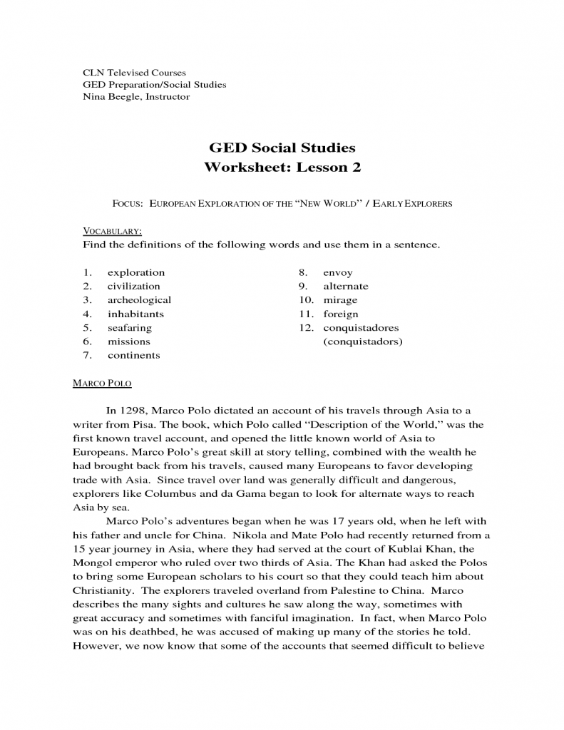 13 Best Images Of GED Reading Worksheets GED Social