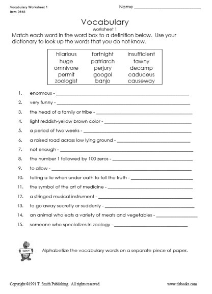 14 Best Images Of Vocabulary Worksheets Grade 3 4th 