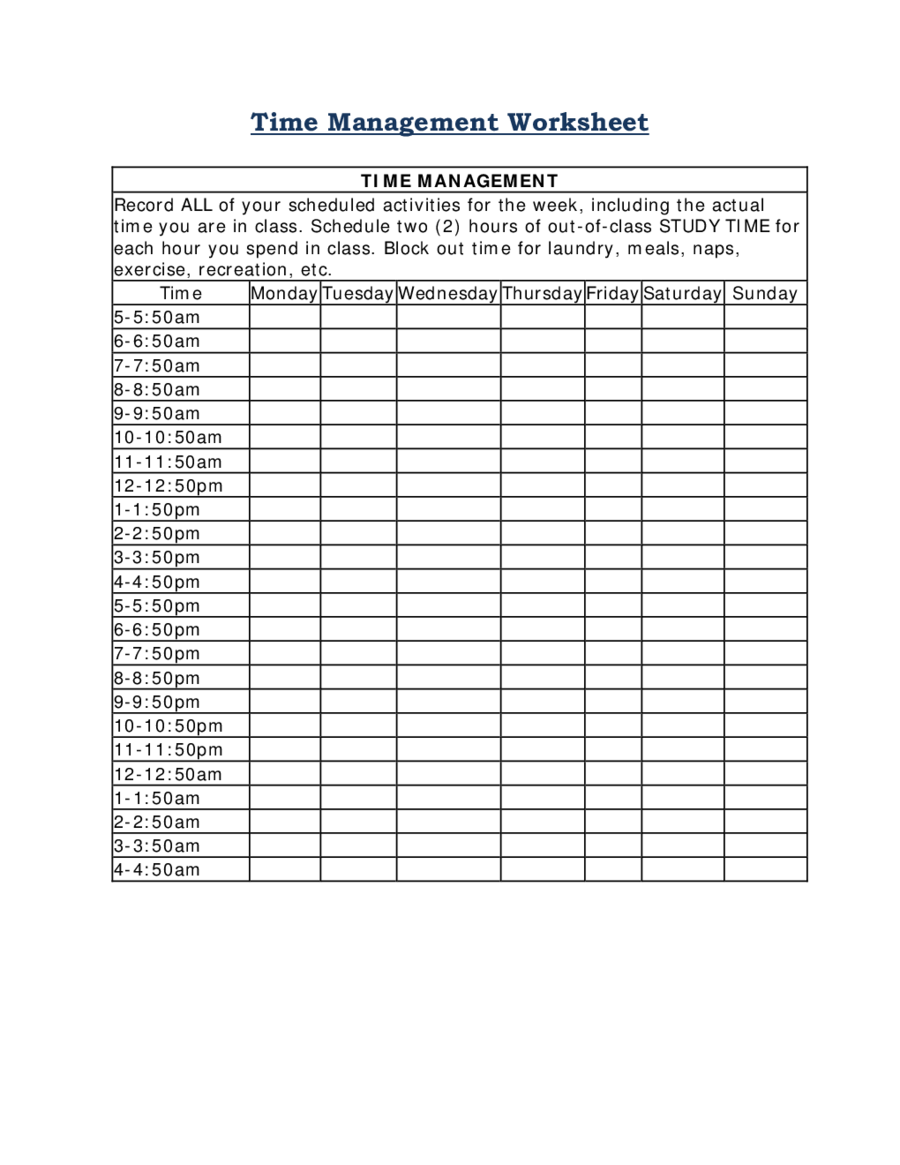 2021 Time Management Fillable Printable PDF Forms 
