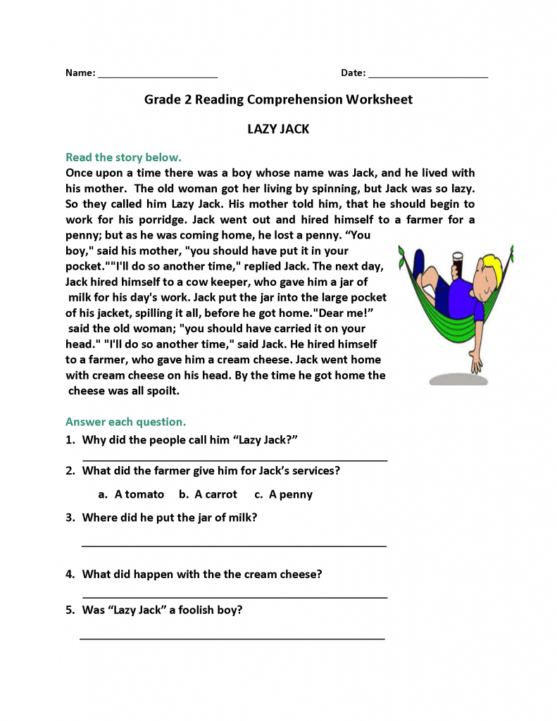 2nd Grade Reading Worksheets Best Coloring Pages For Kids