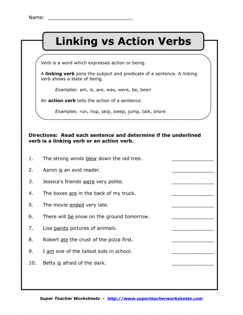 34 Linking And Helping Verbs Worksheet Free Worksheet