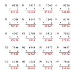 4 Digits By 1 Digit Multiplication Sheet 2 Answers Math