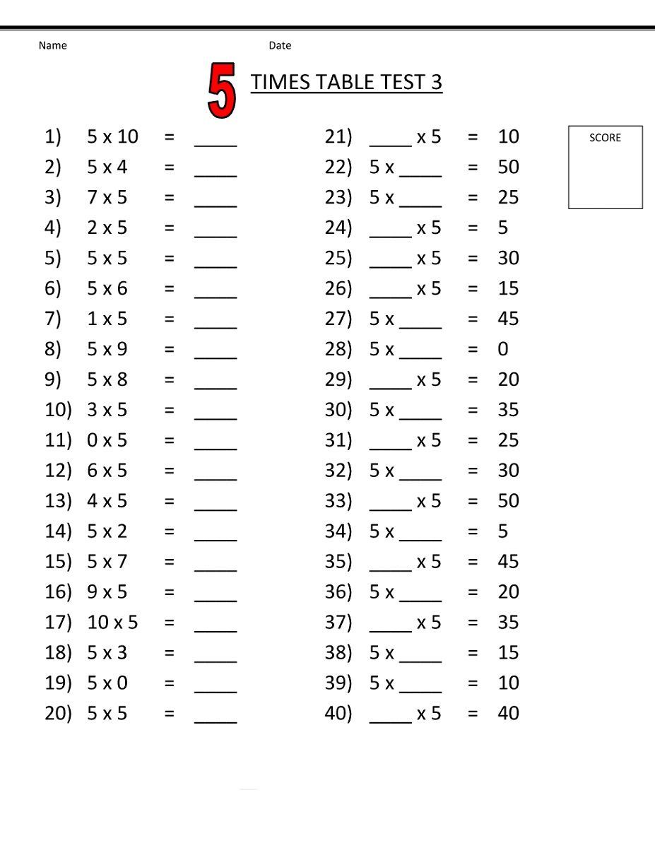 5 Times Table Worksheet KS1 Kiddo Shelter Math 