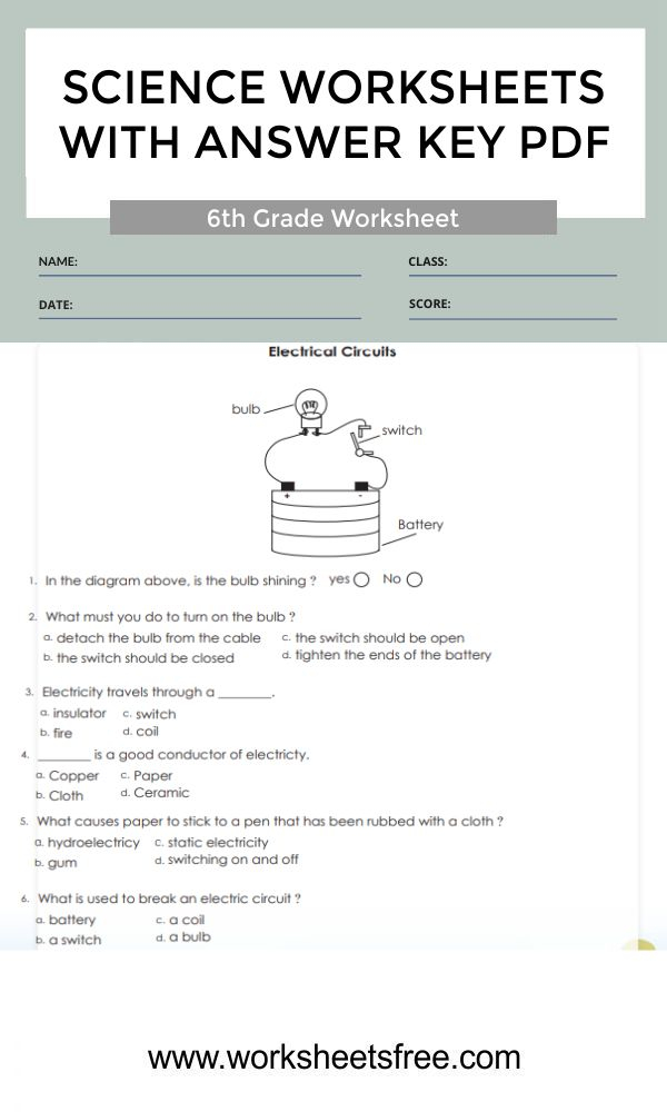 6th Grade Science Worksheets With Answer Key Pdf 3a 