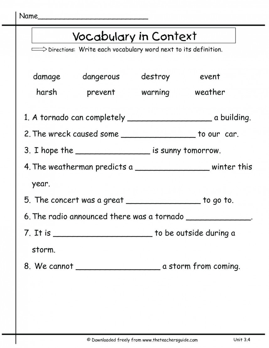 8Th Grade Vocabulary Worksheets Db excel