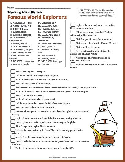 A Free Printable History Worksheet Featuring Fun Facts