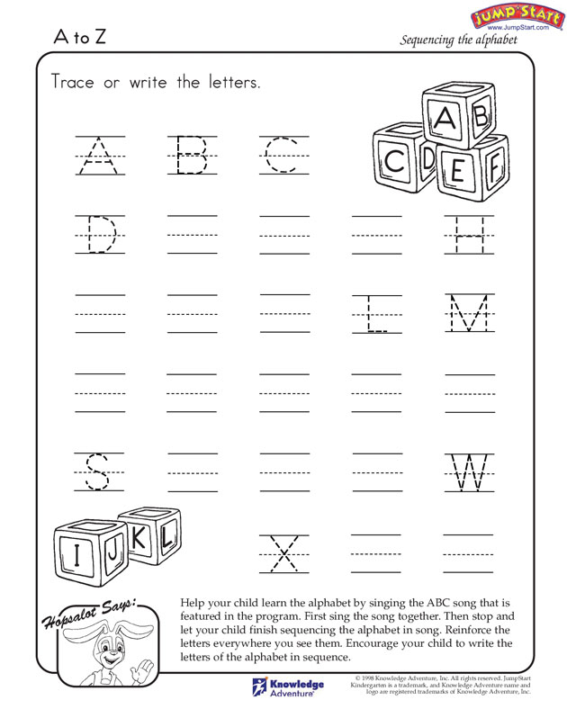 A To Z View English Worksheets For Kindergarten JumpStart