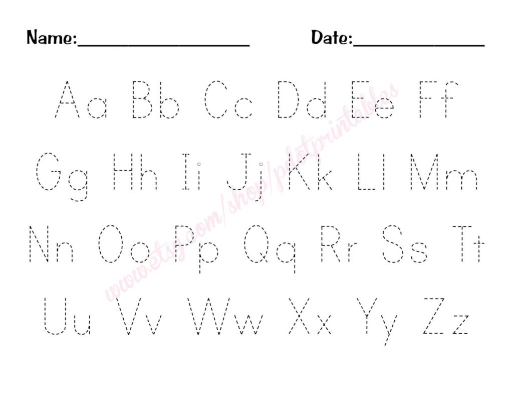 Alphabet Trace Worksheet PDF Digital Printable Beginning