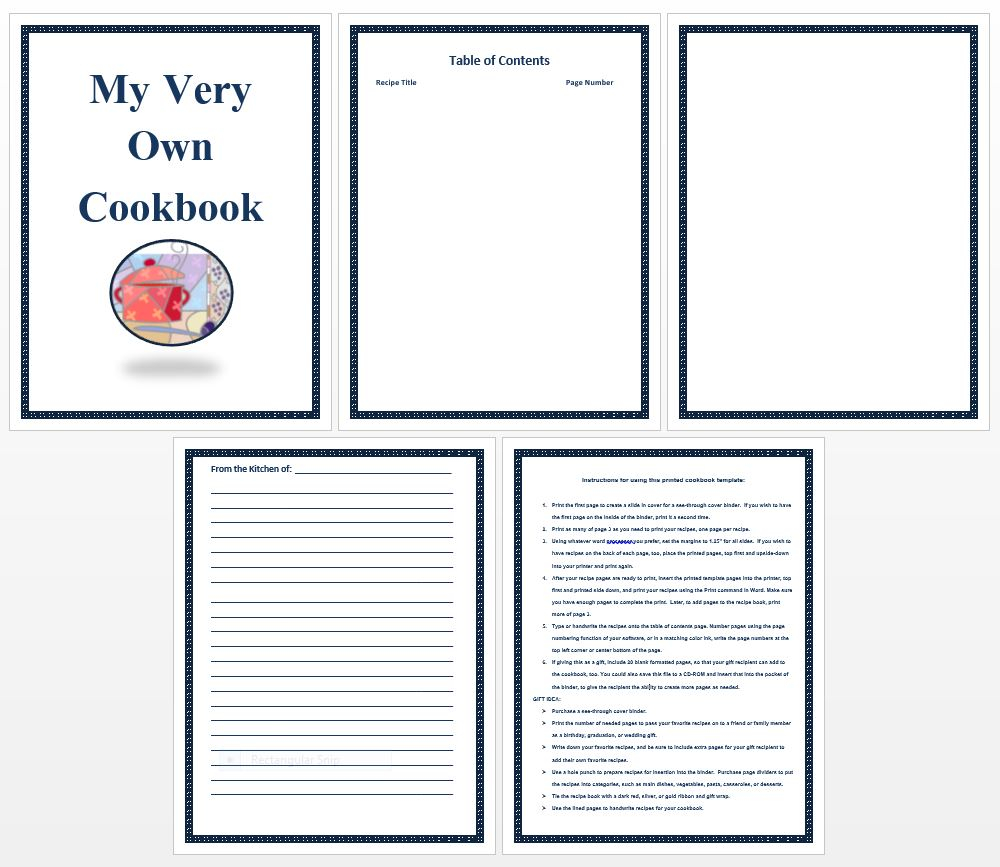 Around Mom s Kitchen Table Free Cookbook Template For 