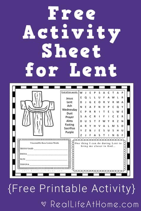 Ash Wednesday Or Lent Activity Page Printable Real Life 