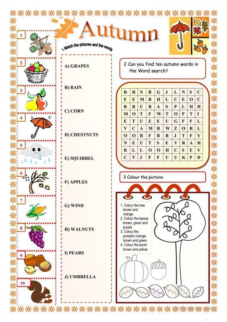 Autumn Worksheets For Kindergarten Worksheets Are A