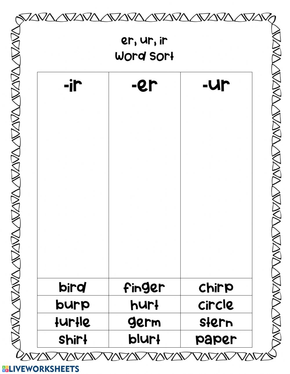 Bossy r Worksheet