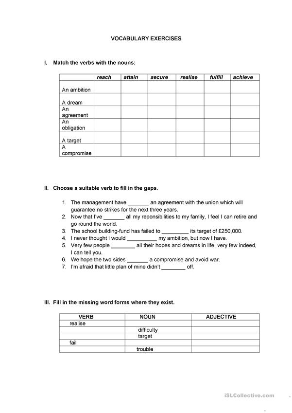 Business Vocabulary Worksheet Free ESL Printable 