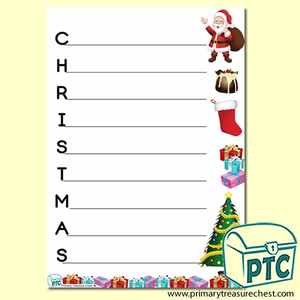 Christmas Acrostic Poem Worksheet For Children Primary  From Christmas Acrostic Poem Worksheet