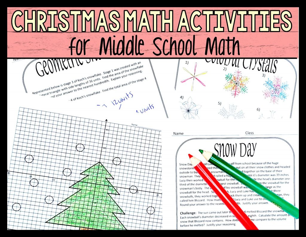 Christmas Activity Worksheets For Middle School Math 