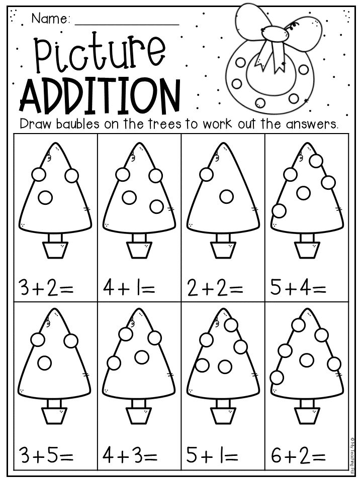 Christmas Addition Math Worksheet For Kindergarten In 2020 