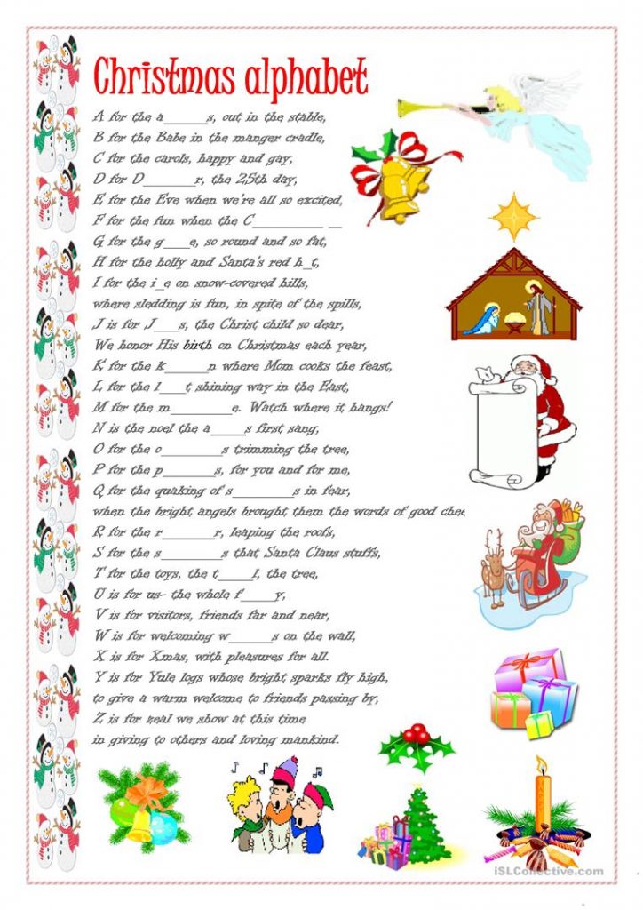 Christmas Alphabet Worksheet Free ESL Printable 