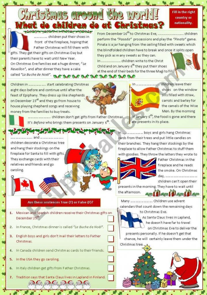 Christmas Around The World ESL Worksheet By Mariaolimpia