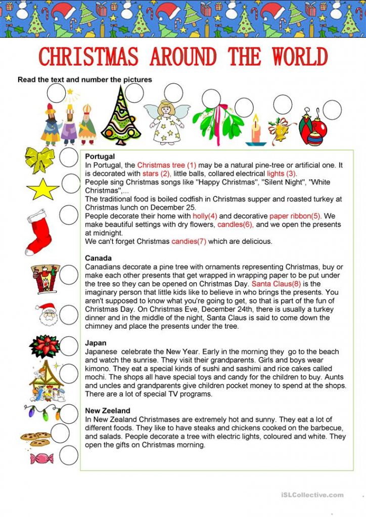 Christmas Around The World Worksheet Free ESL Printable 