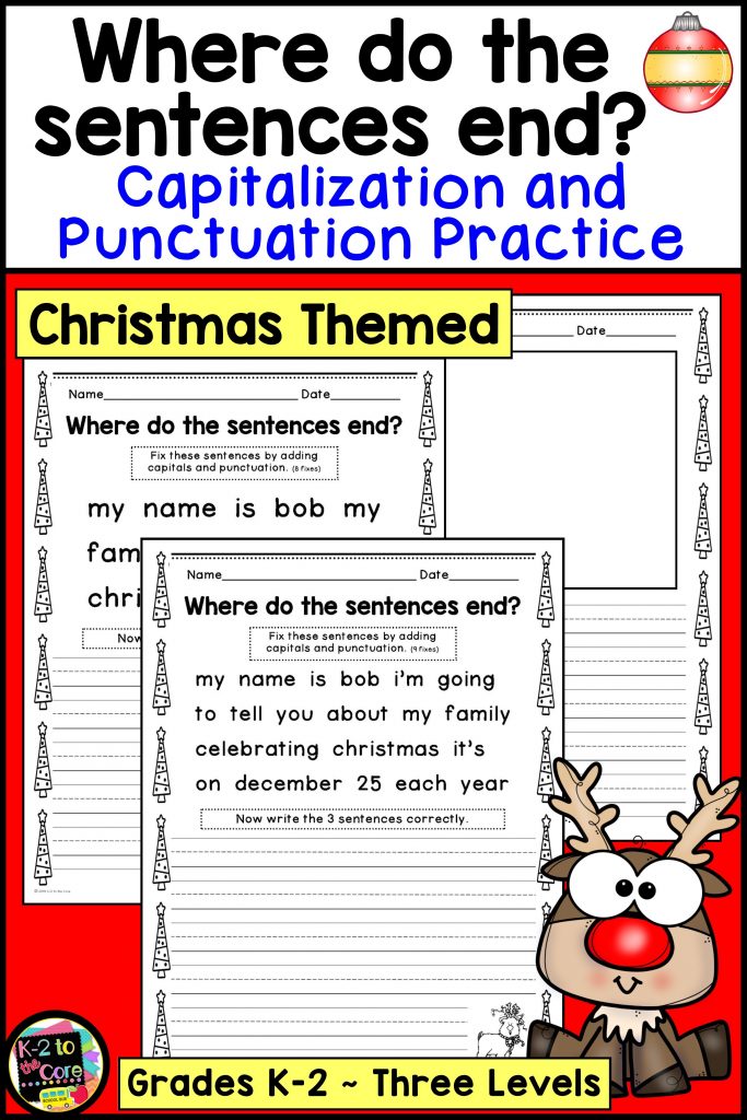 Christmas Capitalization And Punctuation Practice 