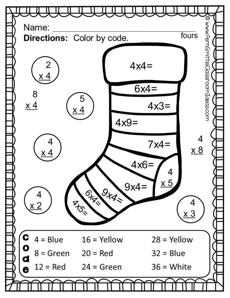 Christmas Color By Number Multiplication Facts One To Five 