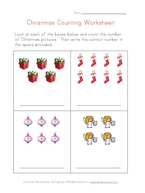 Christmas Counting Practice Worksheet Christmas 