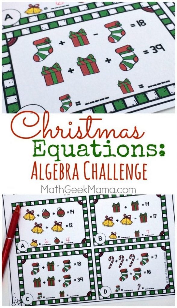 Christmas Equations Worksheet Unique Math Challenge FREE 