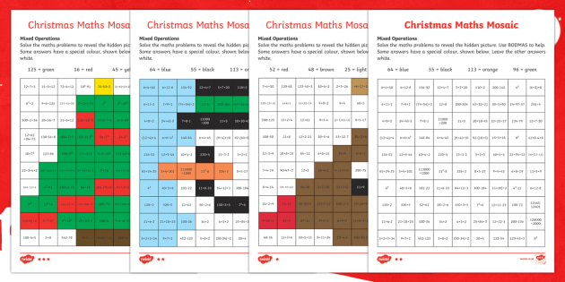 Christmas Maths Mixed Operations Mosaic Activity