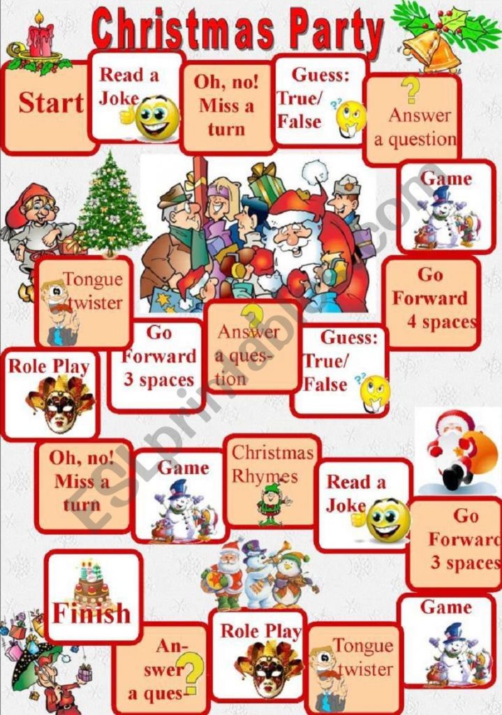 Christmas Party Board Game ESL Worksheet By Elfelena